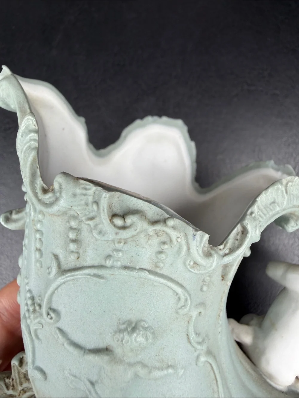 VINTAGE Rococo Cherub Bisque Vase